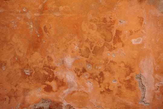 Wand, Mauer, Au&szlig;enmauer, rissig, rost, rot, fleckig