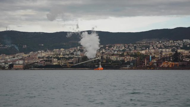 Time lapse Industrial zone in Trieste city, Italy