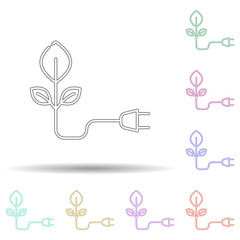 Plant energy multi color icon. Simple thin line, outline vector of sustainable energy icons for ui and ux, website or mobile application