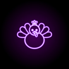 Chicken, holiday, turkey neon icon. Simple thin line, outline vector of thanksgiving day icons for ui and ux, website or mobile application