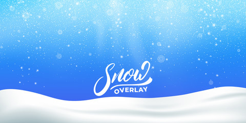 Snow. Realistic snow overlay background. Winter Christmas and New Year snow decoration