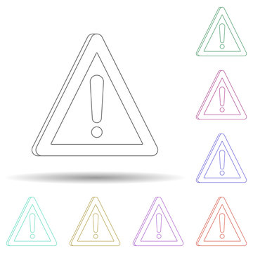 Colored warning multi color icon. Simple thin line, outline vector of production icons for ui and ux, website or mobile application