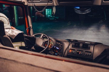 Naklejka premium Inside of a fire department vehicle