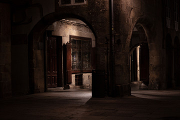 Calle de Santiago de Compostela nocturna