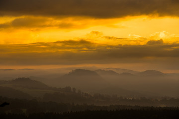 golden dawn in the mountains of the czech republic