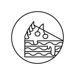 Cake piece pastry cream cherry in circle icon. Simple line, outline vector of bakery icons for ui and ux, website or mobile application
