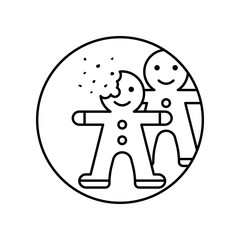 Cookies little man crumbs tasty bakery in circle icon. Simple line, outline vector of bakery icons for ui and ux, website or mobile application