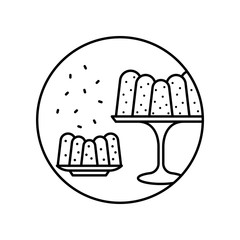 Pudding sprinkled food in circle icon. Simple line, outline vector of bakery icons for ui and ux, website or mobile application