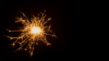 Fire sparklers isolated on black background