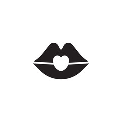 flat black glyph kiss icon. Logo element illustration. kiss design. vector eps 10 . kiss concept. Can be used in web and mobile .