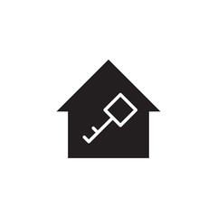 Fototapeta na wymiar flat glyph black house key icon. Logo element illustration. house key design. vector eps 10 . house key concept. Can be used in web and mobile .