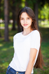 Portrait of beautiful young happy woman