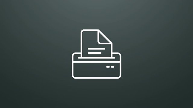 4k animation of printer icon. Particles animate symbol in composition and explosion. Two background version: full color and transparent isolated alpha channel.