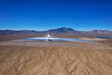 Aerial view of a Ivanpah Solar Power Facility in California