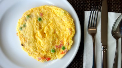 omelette breakfast on plate 