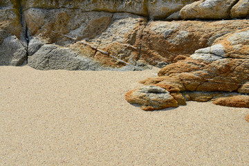 Fototapeta na wymiar Sand beach rocks texture