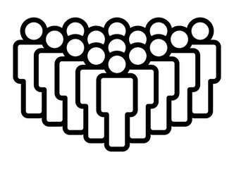 Crowd of people, big team or audience line art vector icon for apps and websites