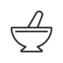 flat line mortar medicine icon. Logo element illustration. mortar medicine design. vector eps 10 . mortar medicine concept. Can be used in web and mobile . trendy simple style. thickness can be adjust