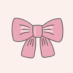 Vector drawing of a pink bow. Illustration for design. Flat illustration. Vector Clipart