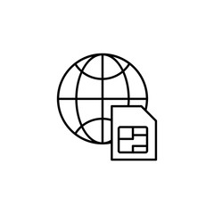 Sim cart icon. Simple line, outline vector of globe icons for ui and ux, website or mobile application