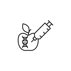 DNA, apple, injection icon. Simple line, outline vector of gene modification icons for ui and ux, website or mobile application