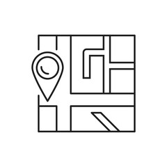 Direction map pin icon. Simple line, outline vector of navigation icons for ui and ux, website or mobile application