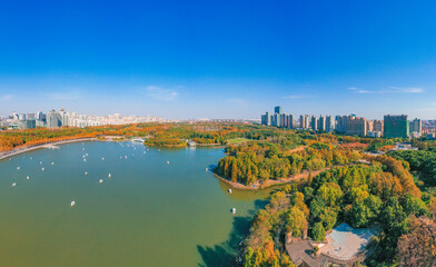 Aerial aerial photographof of the new century park in Pudong New Area, Shanghai, China