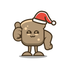 Bread Mascot Cartoon design vector with expressions and hat christmas