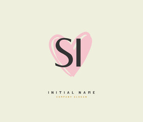 S I SI Beauty vector initial logo, handwriting logo of initial signature, wedding, fashion, jewerly, boutique, floral and botanical with creative template for any company or business.