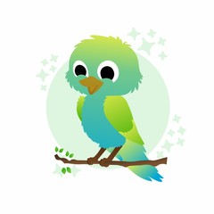 Fototapeta na wymiar Illustration of Bird Cartoon, Cute Funny Character with Colorful Wings, Flat Design