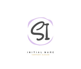 S I SI Beauty vector initial logo, handwriting logo of initial signature, wedding, fashion, jewerly, boutique, floral and botanical with creative template for any company or business.