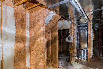 Thermal insulation with house construction site basement walls