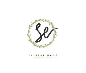 S E SE Beauty vector initial logo, handwriting logo of initial signature, wedding, fashion, jewerly, boutique, floral and botanical with creative template for any company or business.