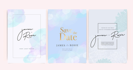 Luxury Wedding Invitation set, invite thank you, rsvp modern card Design in Golden and pastel decorative Vector elegant rustic template