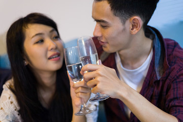 Lover teens asians celebrate the christmas and happy new year party
