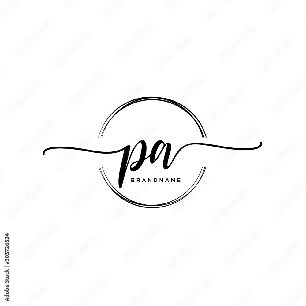 Wall mural pa initial handwriting logo with circle template vector.