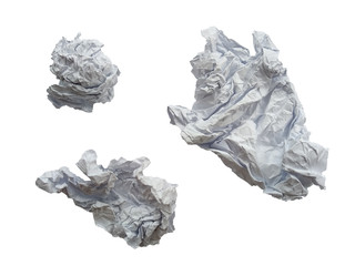 Crumpled paper ball isolated on white background. Crumpled paper texture. White crumpled paper texture for background.