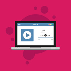 Music design interface design concept isolated on colored background. Media illustration