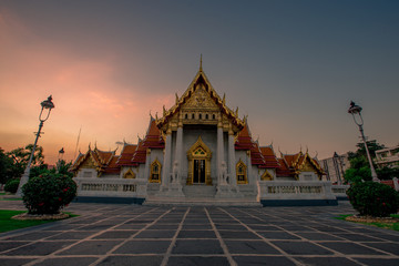 Background of an important tourist attraction in Thailand, Landmark in Bangkok (Wat Benchamabophit Dusitvanaram Rajawarawiharn - MarTemple), tourists all over the world always come to see the beauty.