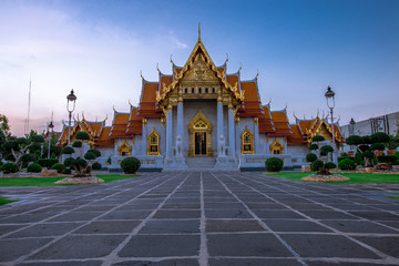 Background of an important tourist attraction in Thailand, Landmark in Bangkok (Wat Benchamabophit Dusitvanaram Rajawarawiharn - MarTemple), tourists all over the world always come to see the beauty.