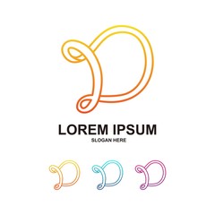 Fototapeta premium colorful letter d logo design with line