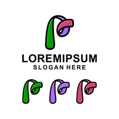 colorful letter p logo design with outline