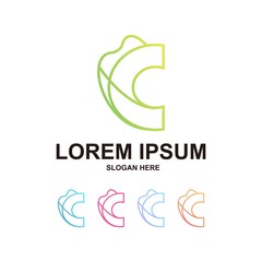 colorful letter c logo design with line