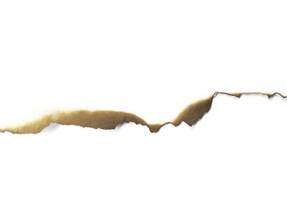 Fototapeta premium Collection of burnt holes in a piece of paper isolated on white background. Fire holes in white paper.