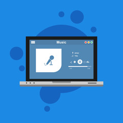 modern minimalistic media player user interface, easy to use and highly customizable. Modern vector illustration concept, isolated on colored background