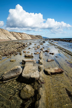 Rocky beach, Flysch, Tarifa, Cadiz, Andalusia, Spain