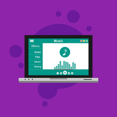 minimalist music application interface design concept isolated on colored background flat vector illustration