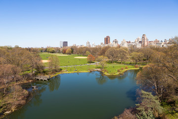 Fototapeta na wymiar Partial view of one of the Central Park Lakes, Manhattan, New York