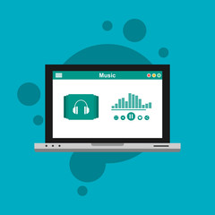 Mobile music application interface design concept isolated on colored background flat vector illustration. Easy to edit and customize.