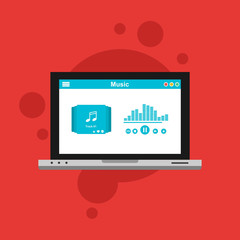 Mobile music application interface design concept isolated on colored background flat vector illustration. Easy to edit and customize.